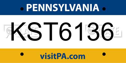 KST6136 Pennsylvania License Plate