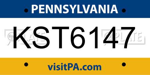 KST6147 Pennsylvania License Plate