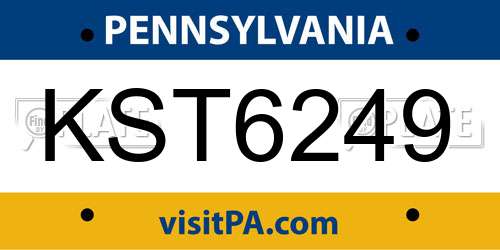 KST6249 Pennsylvania License Plate