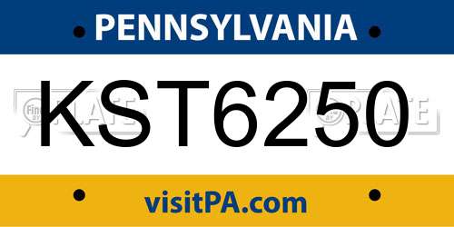 KST6250 Pennsylvania License Plate