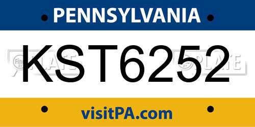 KST6252 Pennsylvania License Plate