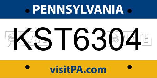 KST6304 Pennsylvania License Plate