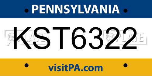 KST6322 Pennsylvania License Plate
