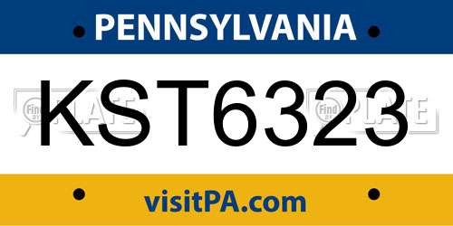 KST6323 Pennsylvania License Plate