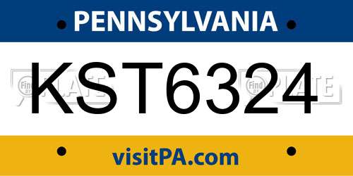 KST6324 Pennsylvania License Plate