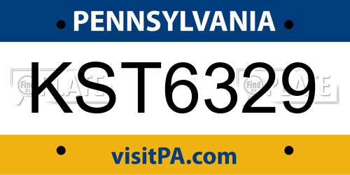 KST6329 Pennsylvania License Plate