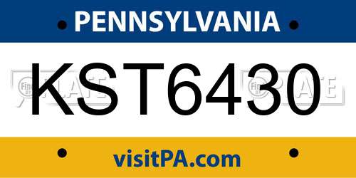 KST6430 Pennsylvania License Plate