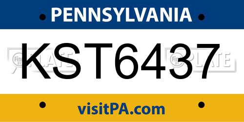 KST6437 Pennsylvania License Plate