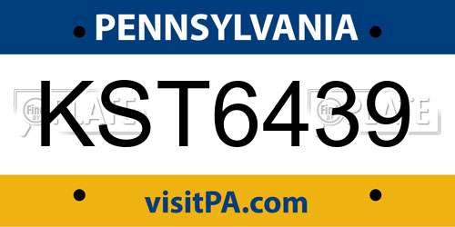 KST6439 Pennsylvania License Plate