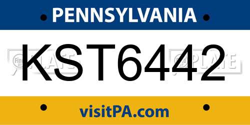 KST6442 Pennsylvania License Plate