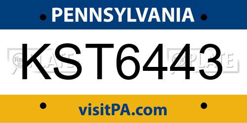 KST6443 Pennsylvania License Plate