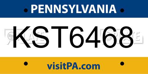 KST6468 Pennsylvania License Plate