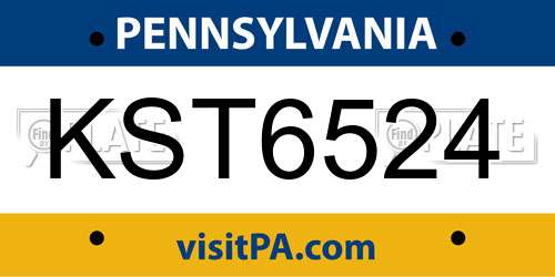 KST6524 Pennsylvania License Plate