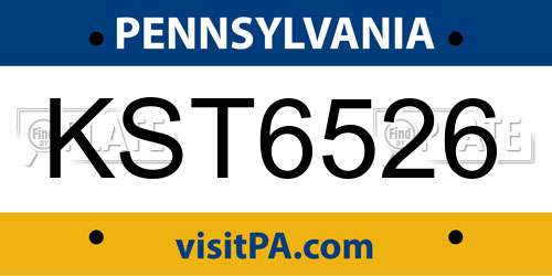 KST6526 Pennsylvania License Plate