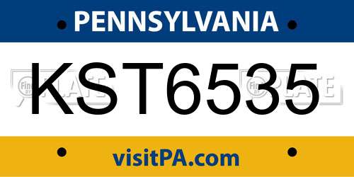 KST6535 Pennsylvania License Plate