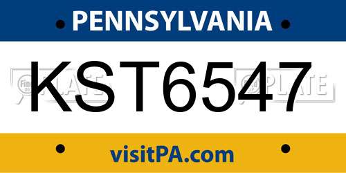 KST6547 Pennsylvania License Plate