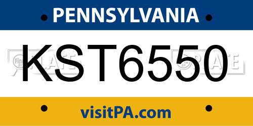 KST6550 Pennsylvania License Plate