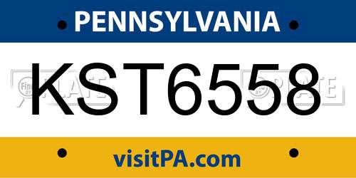 KST6558 Pennsylvania License Plate