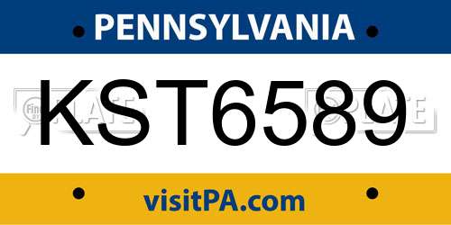 KST6589 Pennsylvania License Plate