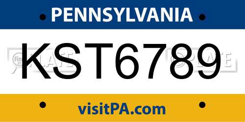 KST6789 Pennsylvania License Plate