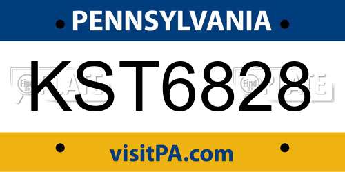 KST6828 Pennsylvania License Plate