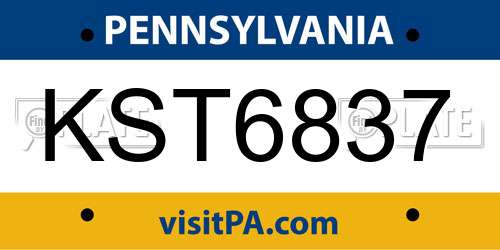 KST6837 Pennsylvania License Plate