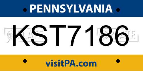 KST7186 Pennsylvania License Plate