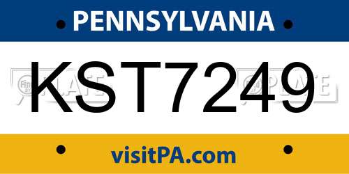 KST7249 Pennsylvania License Plate
