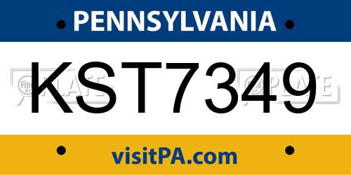 KST7349 Pennsylvania License Plate