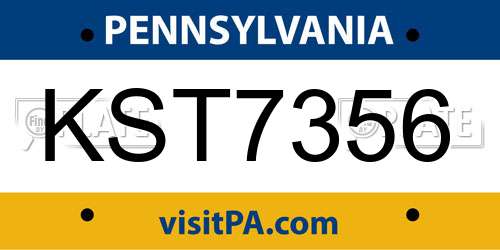 KST7356 Pennsylvania License Plate
