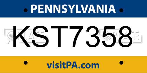 KST7358 Pennsylvania License Plate