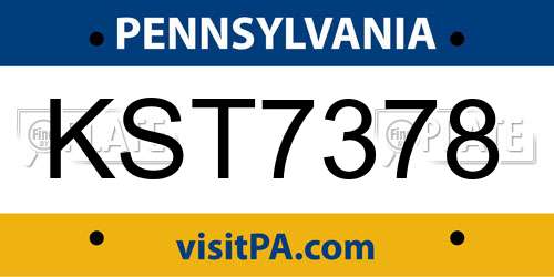 KST7378 Pennsylvania License Plate