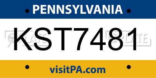 KST7481 Pennsylvania License Plate