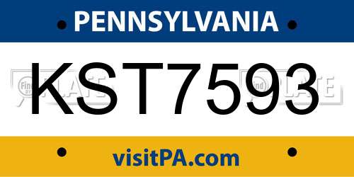KST7593 Pennsylvania License Plate
