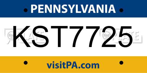 KST7725 Pennsylvania License Plate