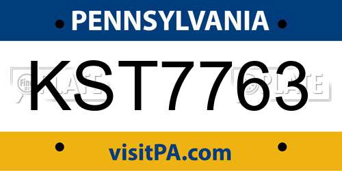 KST7763 Pennsylvania License Plate