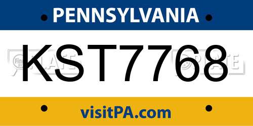 KST7768 Pennsylvania License Plate