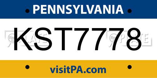 KST7778 Pennsylvania License Plate
