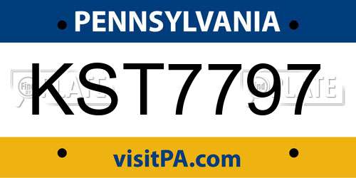 KST7797 Pennsylvania License Plate