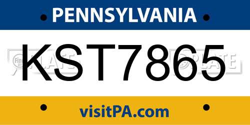 KST7865 Pennsylvania License Plate