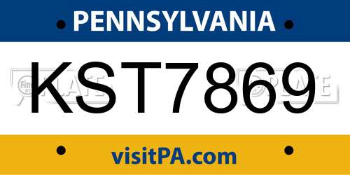 KST7869 Pennsylvania License Plate