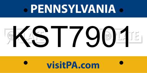KST7901 Pennsylvania License Plate