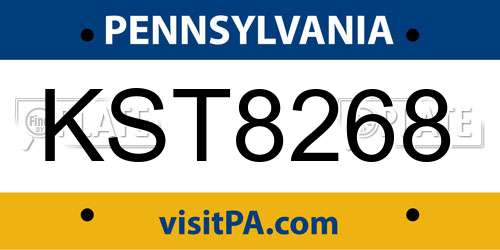 KST8268 Pennsylvania License Plate