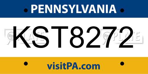KST8272 Pennsylvania License Plate