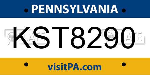 KST8290 Pennsylvania License Plate