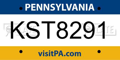 KST8291 Pennsylvania License Plate