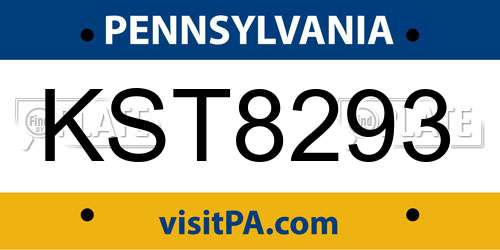 KST8293 Pennsylvania License Plate