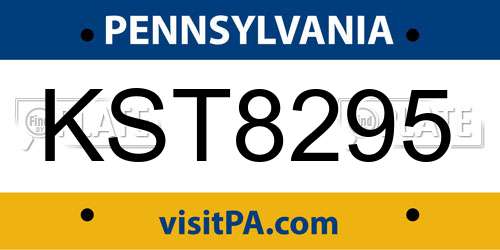 KST8295 Pennsylvania License Plate