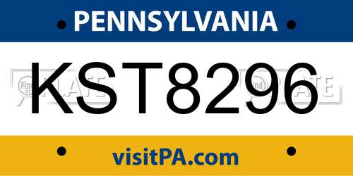 KST8296 Pennsylvania License Plate