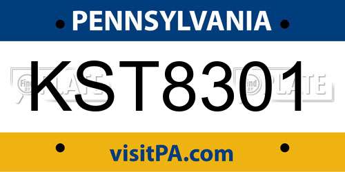 KST8301 Pennsylvania License Plate